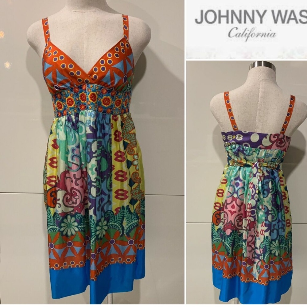 Johnny Was 100% Silk Folk Print